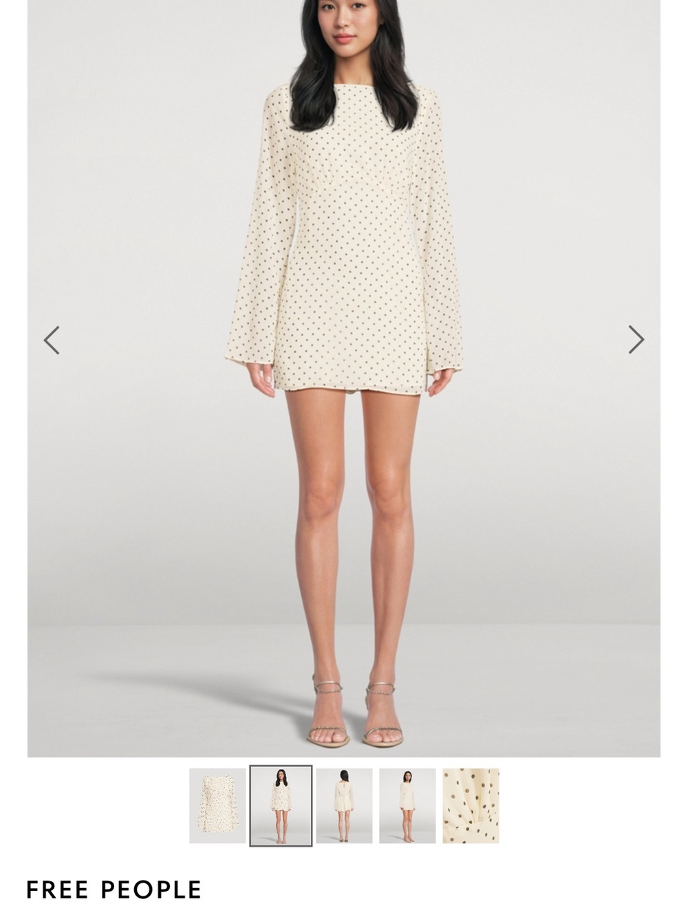 Free People Cream Mini Dress with Black Polka Dots